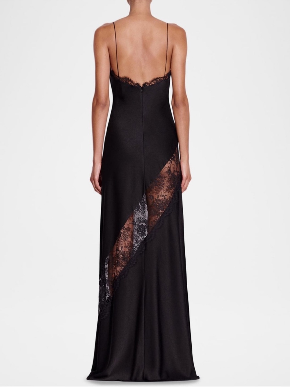 Alex Perry Lace-Trim Satin Crepe Bias Slip Gown